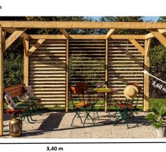 Pergola Veneto avec ventelles réglables / 1 Côté, Epicéa/Sapin traité, 3.60 x 3.40 m, 12.20m²