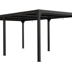 Pergola Bioclimatique avec ventelles, Aluminium gris anthracite, 3.60 x 6.00m, 21.60m²