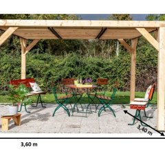 Pergola Veneto avec ventelles réglables /Toit, Epicéa/Sapin traité, 3.60 x 3.40 m, 12.20m²