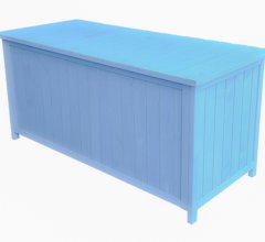 Coffre de rangement, Bois lasuré couleur bleue, 0.50 x 1.30 m, 0.65m²