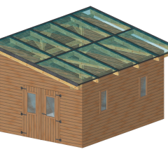 Abri photovoltaïque Wattoit 5kWc, THT lamellé collé 120 x 120 mm, 3.75 x 5.82m, 21.83 m²