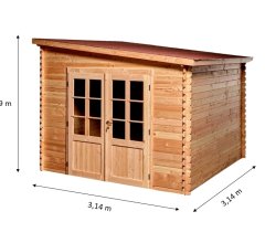Abri Dhana, Douglas Madriers 28mm, 3.00 x 3.00m, 9.00m²