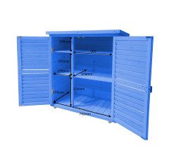 Armoire de rangement  équipée de 3 étages, bois lasurée couleur bleue, 0.40 x 0.90 m, 0.36m²