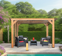 Pergola Thermauvent avec ventelles mobiles sur le toit et un mur, THT, 2.30 x 3.10 m, 7.10m²