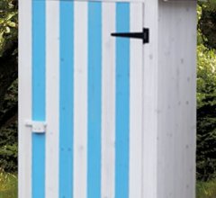 Armoire cabine de rangement équipée de 3 étagères, Bois lasurée couleur bleue et blanche, 0.52 x 0.54 m, 0.28m²