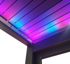 Pergola bioclimatique avec ventelles électrique et ruban LED, Aluminium, 3.0 x 4.0 m, 12m²