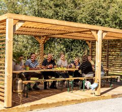 Pergola Thermauvent avec ventelles /Toit et 2 parois THT, 3.40 x 6.20m, 21.30m²