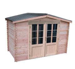 Abri Dhana avec bac acier, Douglas Madriers 28mm, 3.00 x 3.00m, 9.00m²