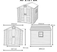 Abri, résine PEHD, imitation bardage, grand  volume, avec plancher, 2.10m x 2.10m, 4.40m²