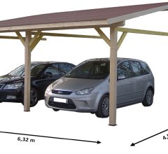 Carport, Epicéa du nord section 120 x 120mm, 3.90 x 5.90m, 28.40m²