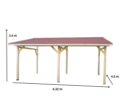 Carport, Epicéa du nord, 3.90 x 5.90m, 28m²