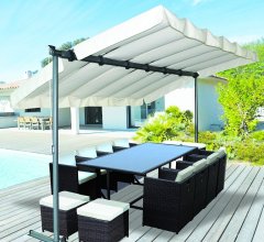 Pergola Marquise avec toile, Aluminium, 2.50 x 3.40, 8.50m²