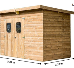 Abri Theora, THT panneaux 19mm, 3.30 x 2.20m, 7.40m²