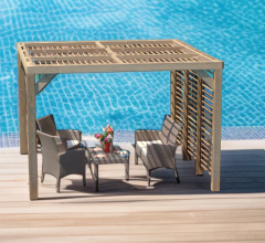 Pergola Thermauvent avec ventelles et un mur, THT, 3.10 x 3.40m, 10.60m²