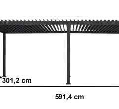 Pergola bioclimatique avec ventelles électrique et ruban LED, Aluminium, 3.0 x 6.0 m, 18m²