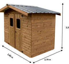 Abri Thermabri, THT Madriers 28mm, 2.70 x 2.80m, 7.60m²