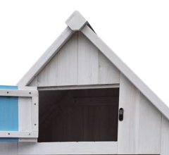 Armoire cabine de rangement équipée de 3 étagères, Bois lasurée couleur bleue et blanche, 0.52 x 0.54 m, 0.28m²