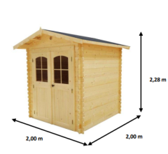 Abri Loire, Epicéa Madriers 28mm, 2.20 x 2.20m, 4.80m²