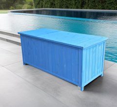 Coffre de rangement, Bois lasuré couleur bleue, 0.50 x 1.30 m, 0.65m²