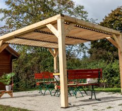 Pergola Veneto avec ventelles réglables /Toit, Epicéa/Sapin traité, 3.60 x 3.40 m, 12.20m²