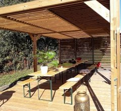 Pergola Thermauvent  avec ventelles mobiles sur mur, THT, 3.40 x 6.20 m, 21.0m²