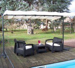 Pergola Marquise avec toile, Aluminium, 2.50 x 3.40, 8.50m²