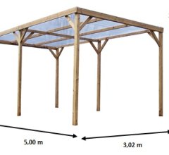 Pergola Thonon, THT avec couverture PVC, 3.00 x 5.00 m, 15.00m²