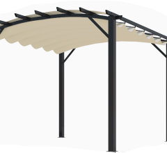 Pergola arche, structure mixte aluminium/acier coloris gris anthracite toile couleur écru, 3.40 x 3.30 m, 11.20m²