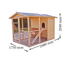 Poulailler très grande taille XXL, Bois, 1.75 x 2.68m, 4.69m²