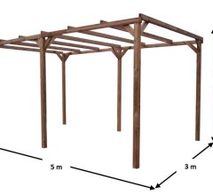 Pergola Thonon, THT  sans couverture, 3.00 x 5.00 m, 15.00m²