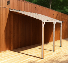 Carport Mural/Pergola Adossable, Pin sylvestre traité autoclave classe III, 3.00 x 5.00m, 15m²