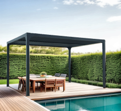 Pergola Bioclimatique avec ventelles, Aluminium gris anthracite, 3.60 x 3.00m, 10.80m²