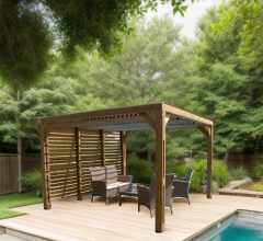 Pergola Thermauvent avec ventelles et un mur, THT, 3.10 x 3.40m, 10.60m²