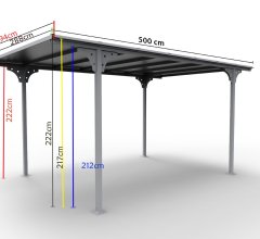 Carport, Aluminium 1.4mm, 5.00 x 2.80m, 14.70m²