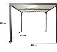 Pergola Bioclimatique avec ventelles, Aluminium gris anthracite, 3.60 x 3.00m, 10.80m²