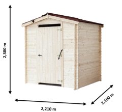 Abri Alpina WC, Epicéa en Madriers 20 mm, 2.10 x 2.21m, 4.64m², sans plancher