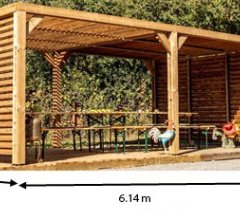 Pergola Thermauvent avec ventelles /Toit et 2 parois THT, 3.40 x 6.20m, 21.30m²