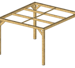 Pergola Thermauvent, Bois Thermo chauffé poteaux 0.12 x 0.12 m, 3.40 x 3.10m, 10.60m²