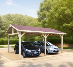 Carport Karpa, Epicéa du nord section 120 x 120mm, 3.90 x 5.90m, 28.40m²