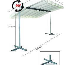 Pergola Marquise avec toile, Aluminium, 2.50 x 3.40, 8.50m²