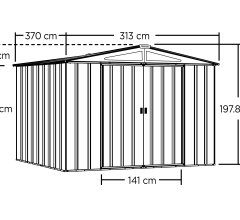 Abri Métal, grand volume, imitation bois, 3.10 x 3.70, 11.50m²