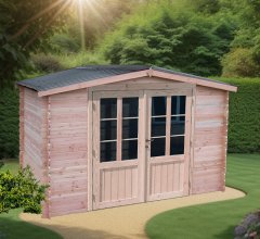 Abri Dhana avec bac acier, Douglas Madriers 28mm, 3.00 x 3.00m, 9.00m²