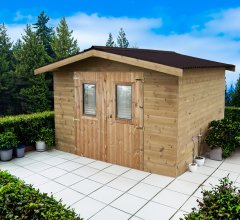 Abri Thermabri, Epicéa THT madriers 28mm, 3.40 x 3.50m, 12m²