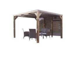 Pergola Thermauvent   avec ventelles mobiles sur le toit et un mur avec visserie inox, THT, 3.10 x 3.40m, 10.5m²