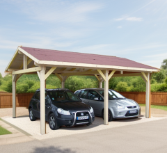 Carport Karpa, Epicéa du nord section 120 x 120mm, 3.90 x 5.90m, 28.40m²