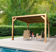 Pergola Thermauvent avec vantelles mobiles sur le toit, THT, 3.10 x 3.40 m, 10.5m²