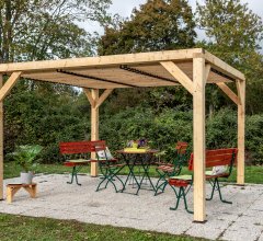 Pergola Veneto avec ventelles réglables, Bois douglas, 3.40 x3.10 m, 10.50m²