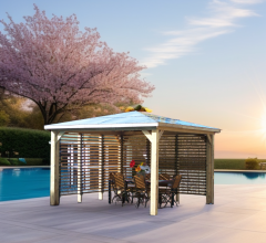 Pool House Blueterm, 2 parois avec ventelles mobiles, THT Toit en panneaux ACP, 3.50 x 3.50 m, 12.25m²