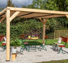 Pergola Veneto avec ventelles réglables, Bois douglas, 3.40 x3.60 m, 12.20