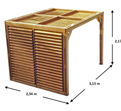 Pergola Thermauvent avec ventelles mobiles sur le toit et un mur, THT, 2.30 x 3.10 m, 7.10m²